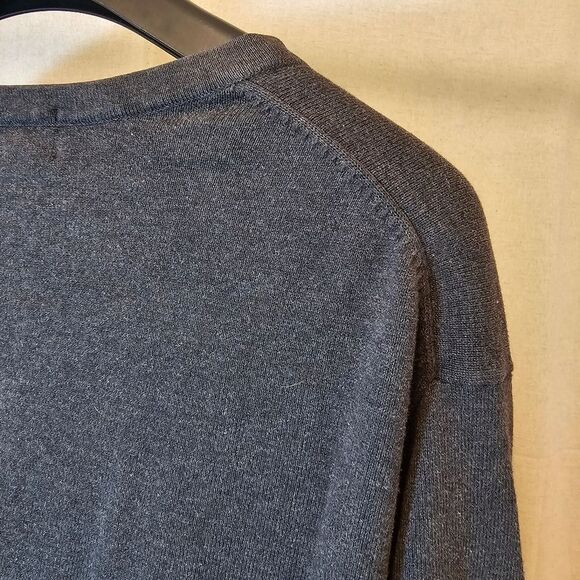 Lands End Mens XL 46-48 Sweater V Neck Long Sleeve Supima Cotton Grey - Picture 7 of 8